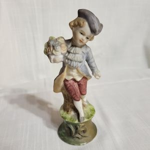 Vintage 1972 Ardalt Japan 5.5" Boy with flowers, handpainted figurine